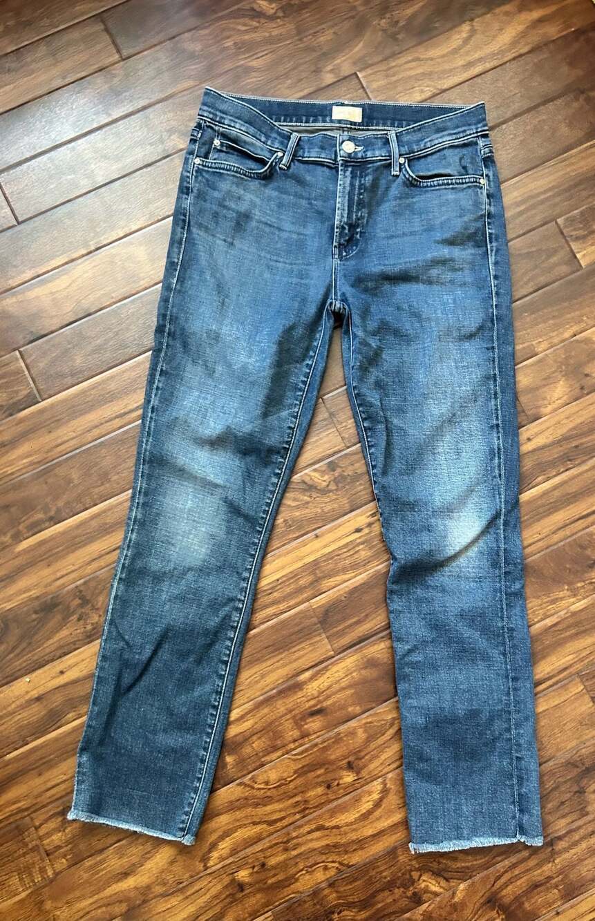 MOTHER Straight Leg Jeans in Medium Blue Wash